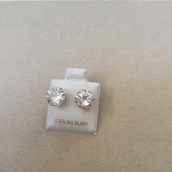 Sterling Silver Crystals Stud Earrings - Picture 3 of 6